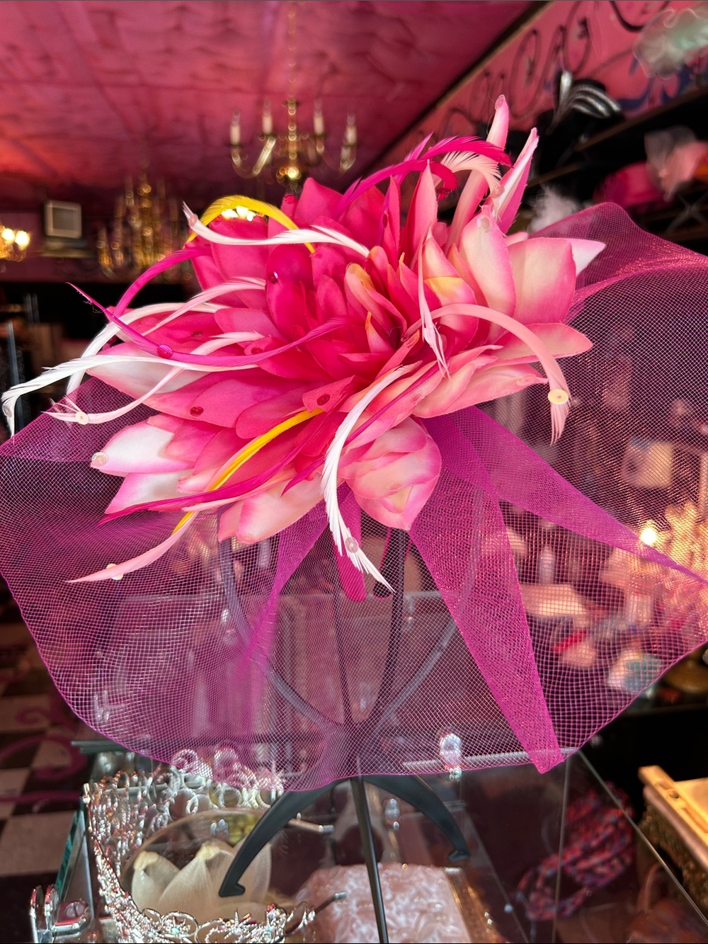 Pink Floral Fascinator Hat - Brand Unbranded